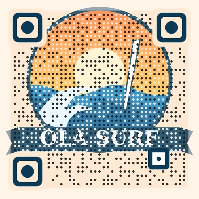 Ejemplo de QR personalizado para Ola Surf (escuela de surf)
